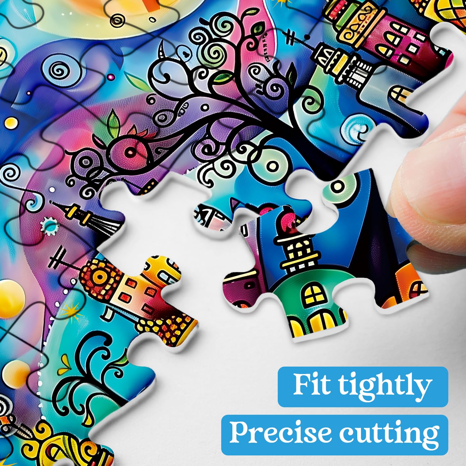 PPuzzling Colorful Houses Puzzle night sky image—vivid stars for immersive evening puzzling.