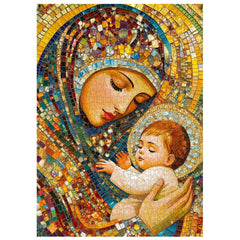 PPuzzling Colorful Nativity mosaic background puzzle with depth and rich tile detail.