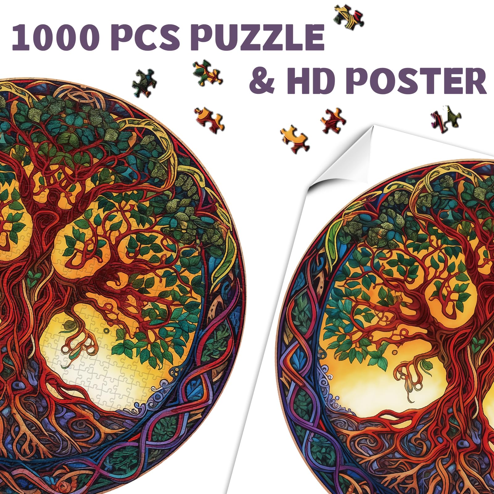 PPuzzling Detailed foliage and roots emphasize depth and texture in the design