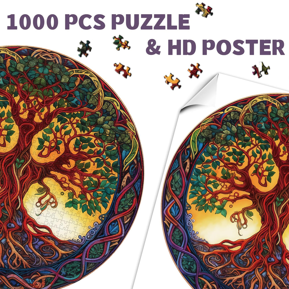 PPuzzling Detailed foliage and roots emphasize depth and texture in the design