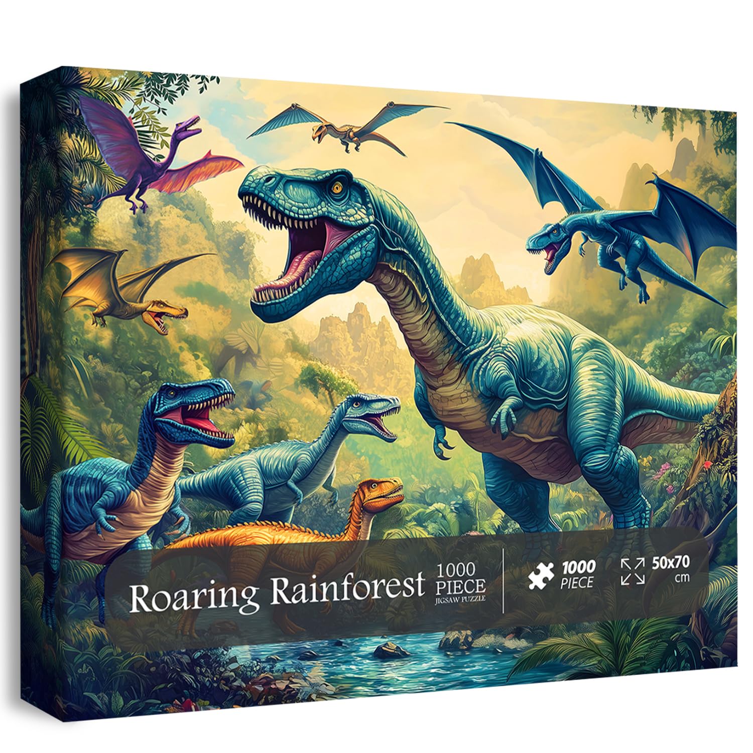 PPuzzling Dinosaur World dinosaurs in rainforest scene