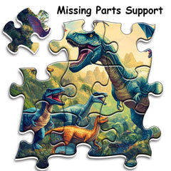 PPuzzling Dinosaur World poster included helps verify progress during assembly