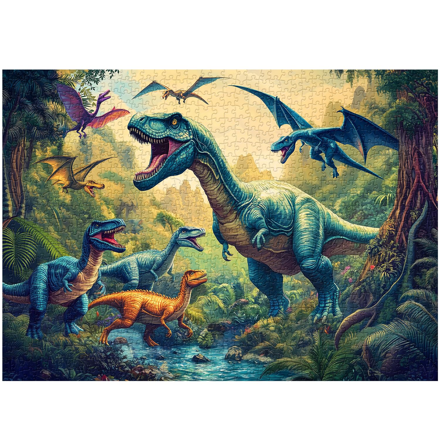PPuzzling Dinosaur World puzzle box packaging for adults