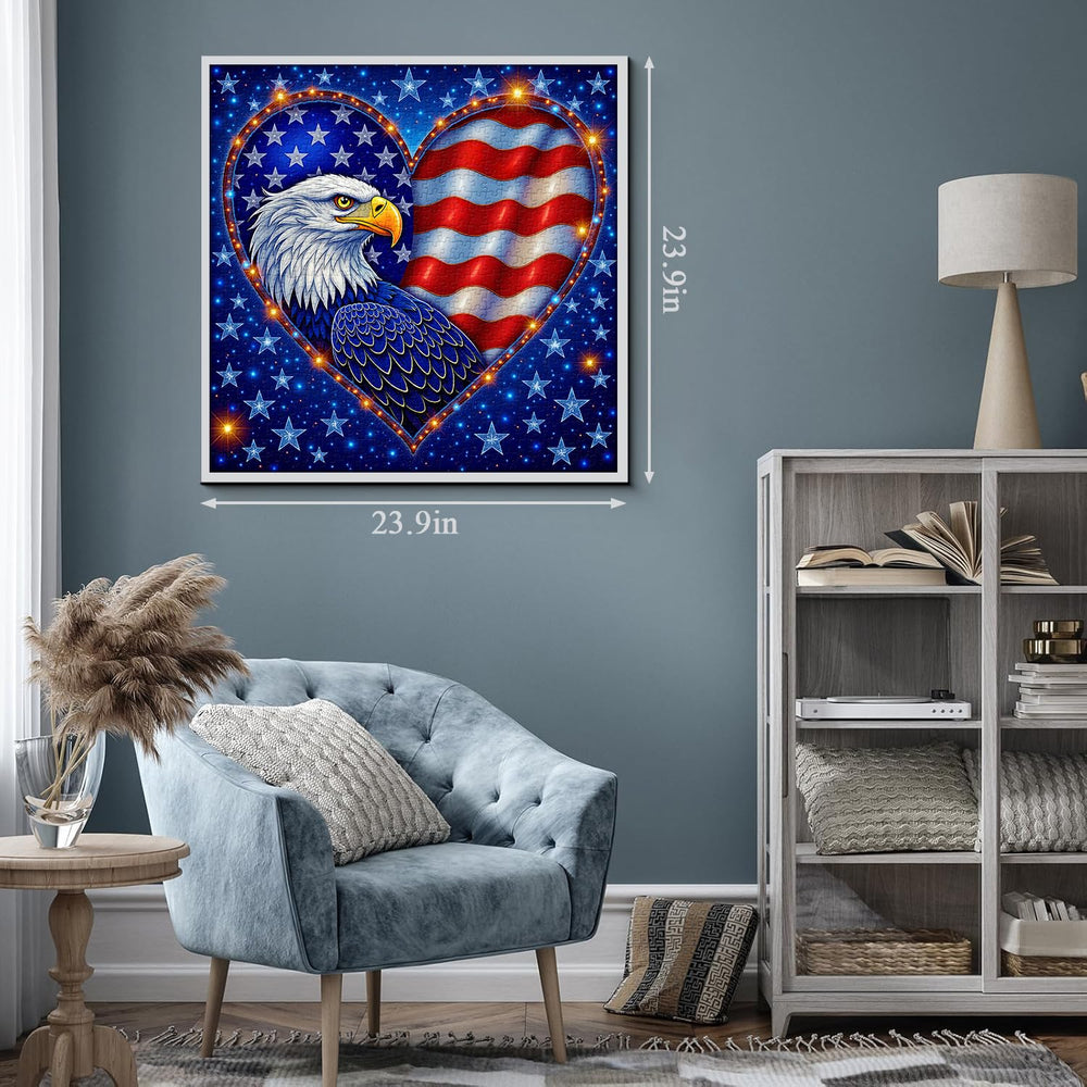 PPuzzling eagle and flag illustration puzzle with vivid colors and detail