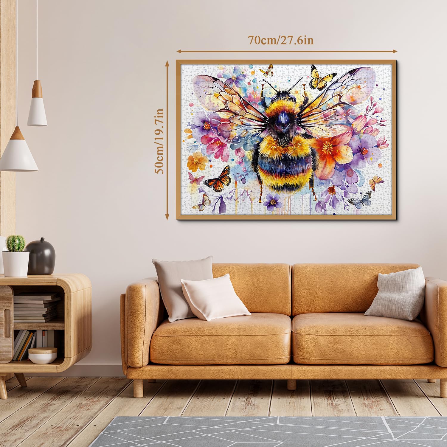 PPuzzling Floral Bee Scene Puzzle: bees and butterflies create a vibrant garden tableau.