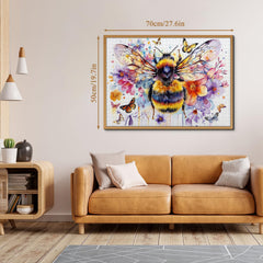 PPuzzling Floral Bee Scene Puzzle: bees and butterflies create a vibrant garden tableau.