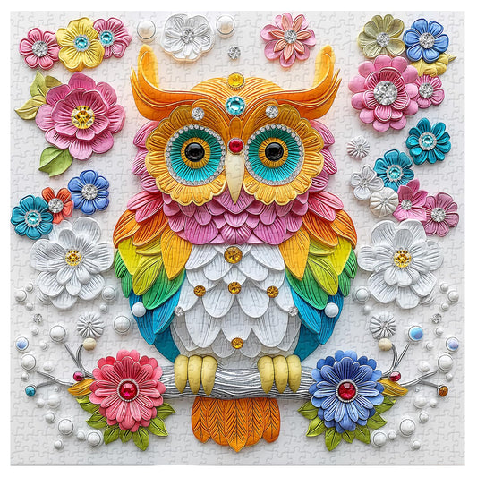 PPuzzling Nature Bird Puzzle Poster showcases colorful owl artwork for reference