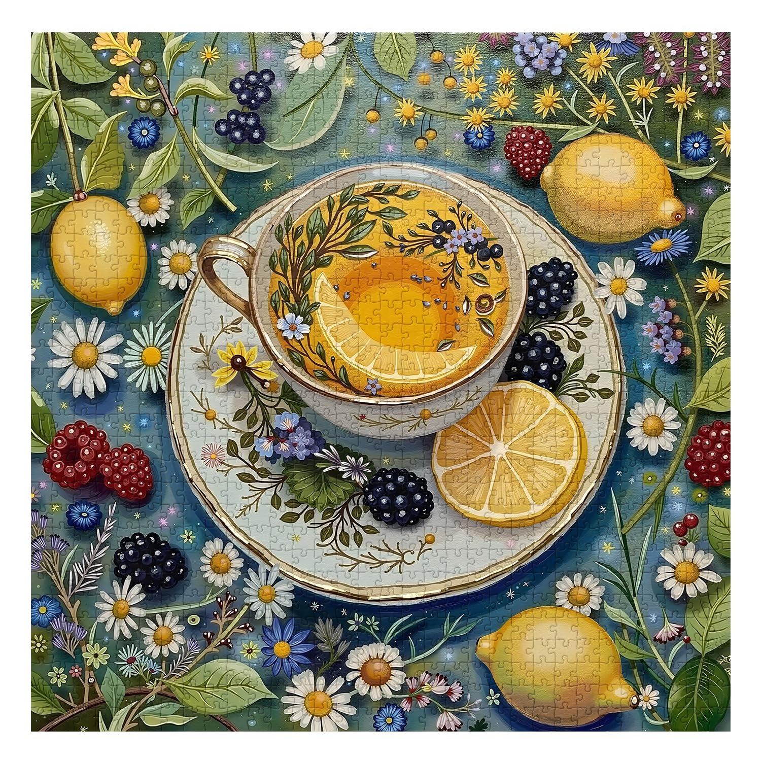 PPuzzling Flower Teacup Puzzle 1000 pieces for mindful, relaxing puzzle sessions.