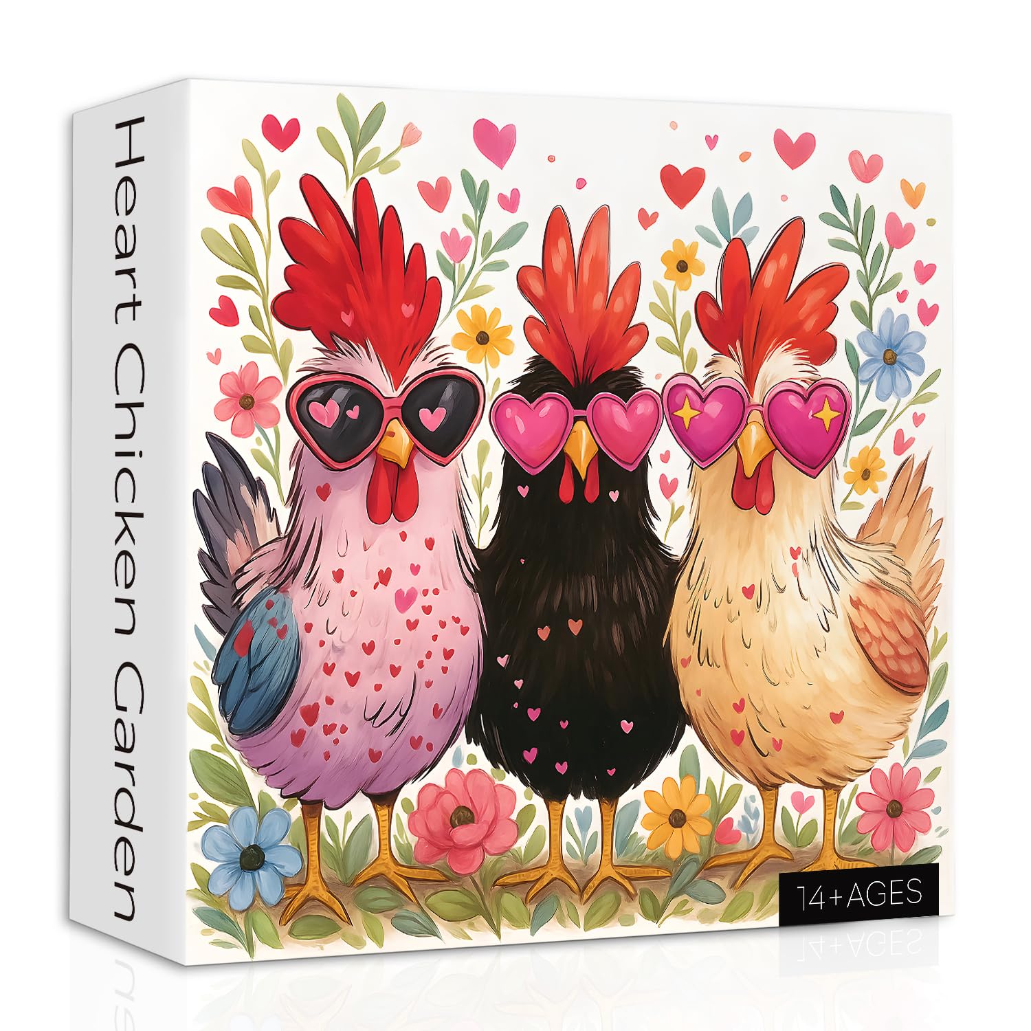 PPuzzling funny chicken puzzle 1000-piece box and poster, ideal for a satisfying start-to-finish experience