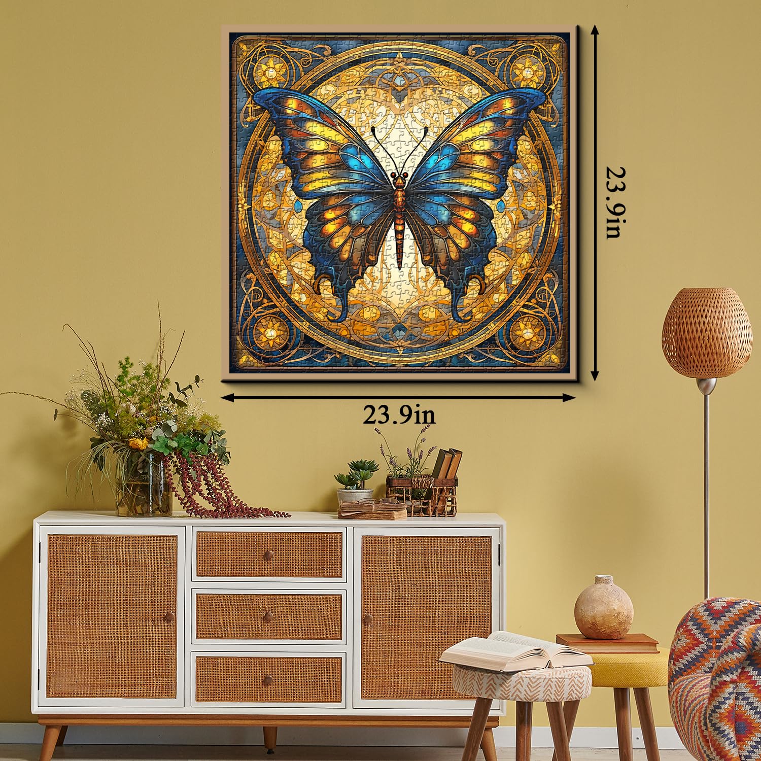 PPuzzling Golden Edges Butterfly with glowing wing lines for an elegant session.