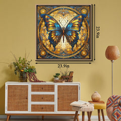PPuzzling Golden Edges Butterfly with glowing wing lines for an elegant session.