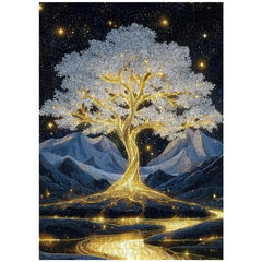 PPuzzling Golden Tree 1000-piece puzzle box with reference poster aids setup.