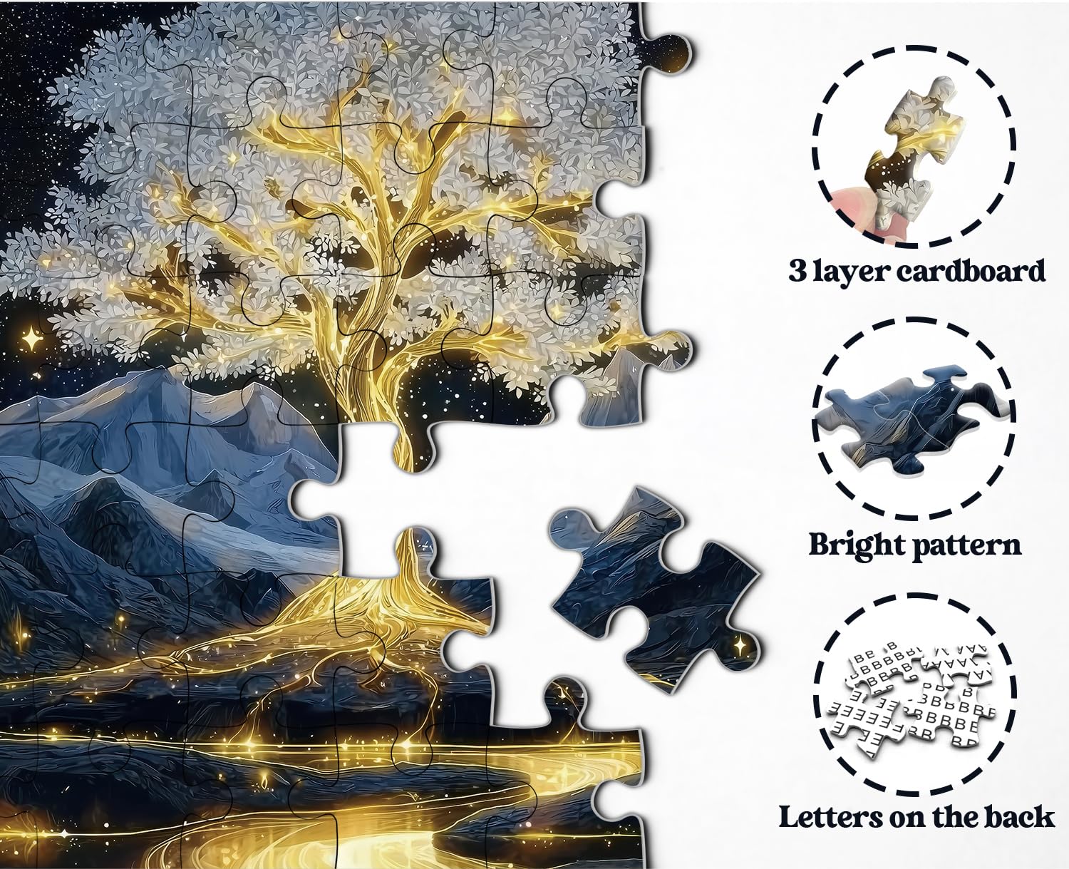 PPuzzling Golden Tree vivid colors showcase precise printing for satisfying piece matching.
