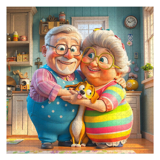 PPuzzling happiness grandpa grandma puzzle, cozy date-night activity and family centerpiece.