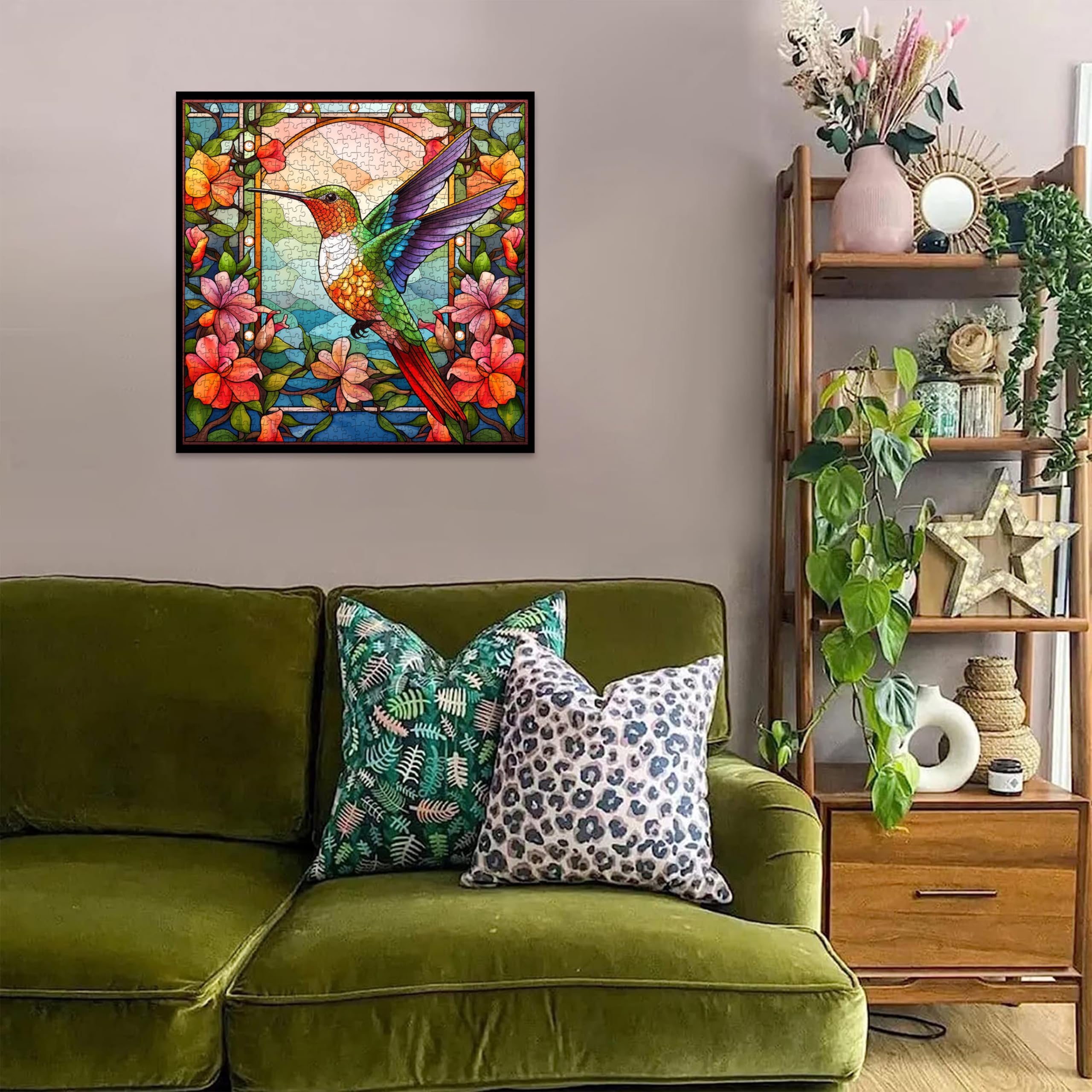 PPuzzling Hummingbird puzzle wall art display for home decor