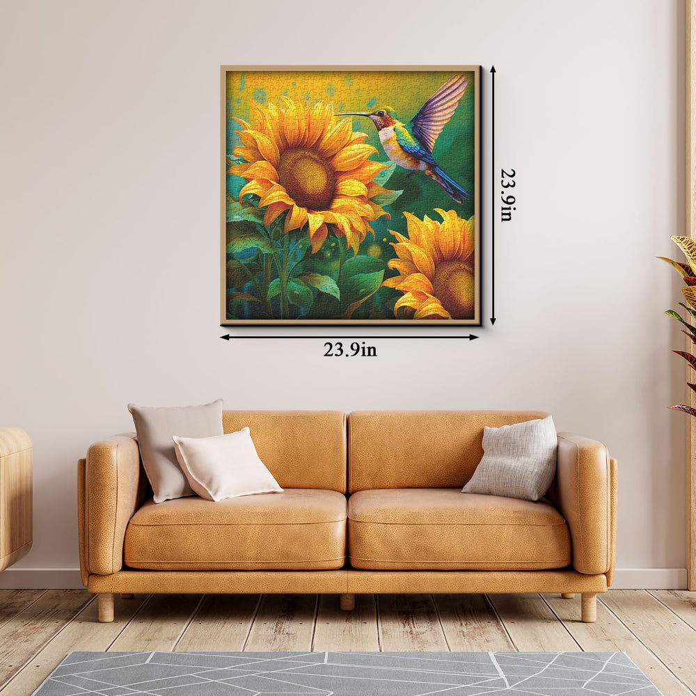 PPuzzling Hummingbird Sunflower Scene shows nature-inspired art for satisfying assembly