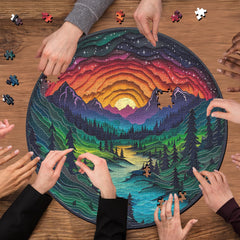 PPuzzling Magic Forest round puzzle poster-inside includes reference image to guide solving