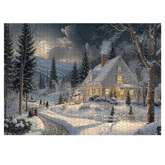 PPuzzling Moonlit Snowy Night poster reference helps solving with a high-resolution guide