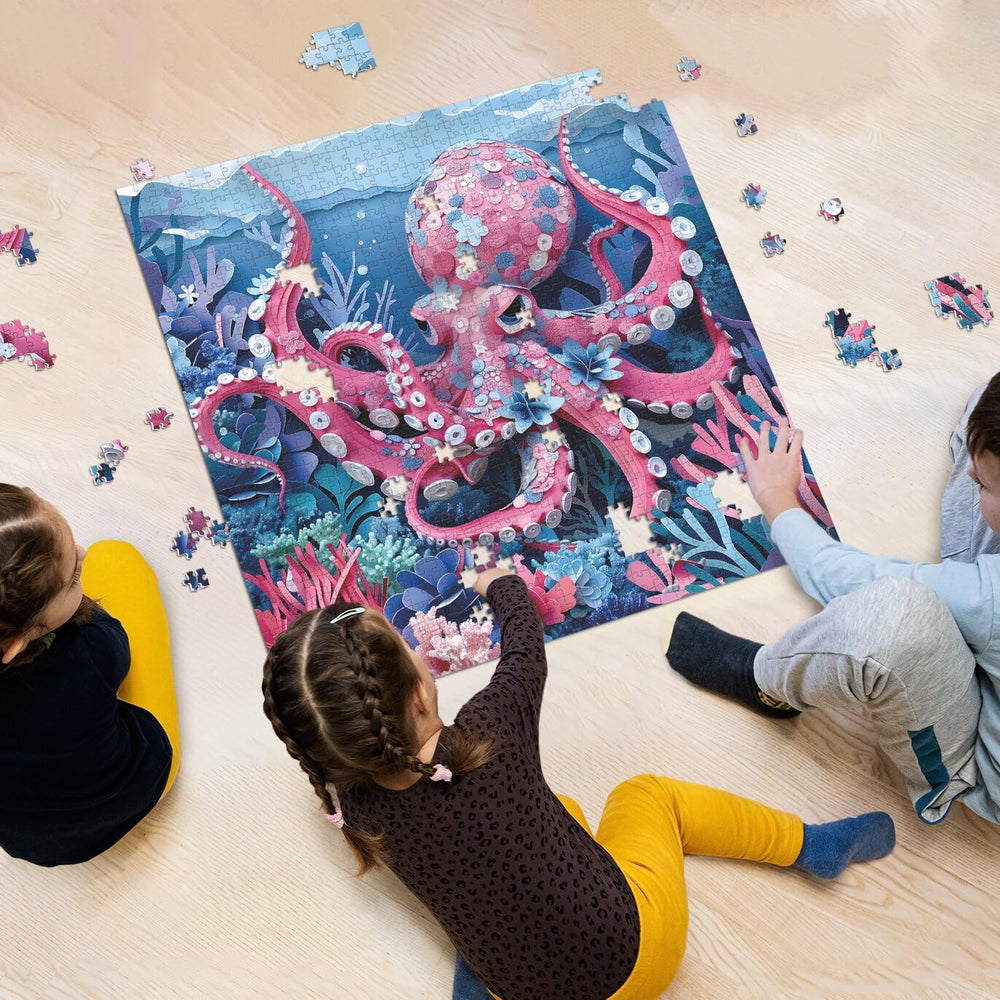 PPuzzling flat puzzle visuals yield subtle 3D effect after assembly.