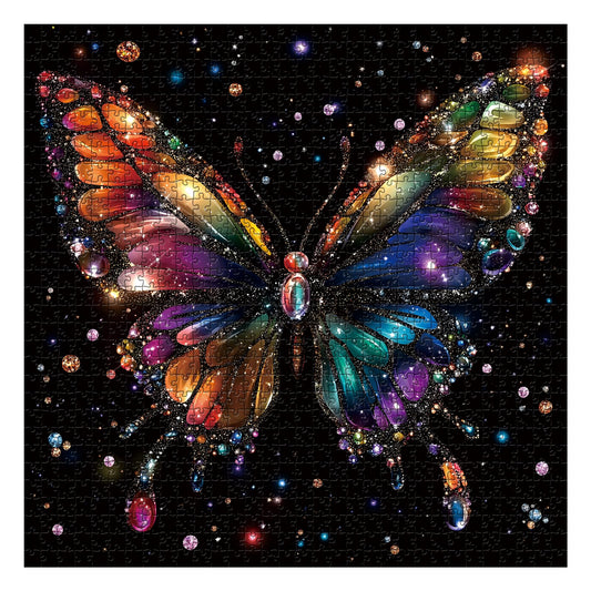 PPuzzling Rainbow Crystal Wings highlights colorful facets that catch light, enhancing visual appeal during assembly.
