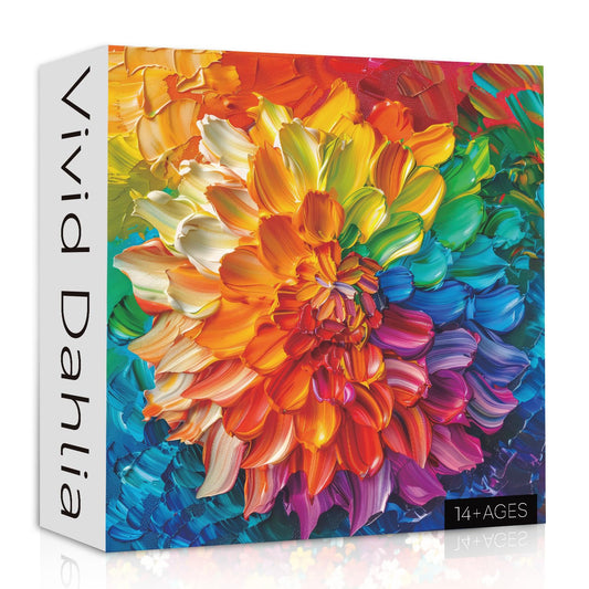 PPuzzling Rainbow Flower puzzle box front view showing vibrant 1000-piece design.
