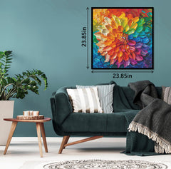 PPuzzling Rainbow Flower finished art ready for wall display.
