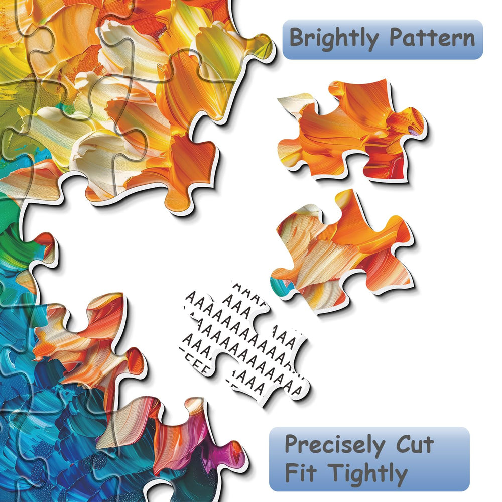 PPuzzling Rainbow Flower puzzle piece cut edge for precise assembly.