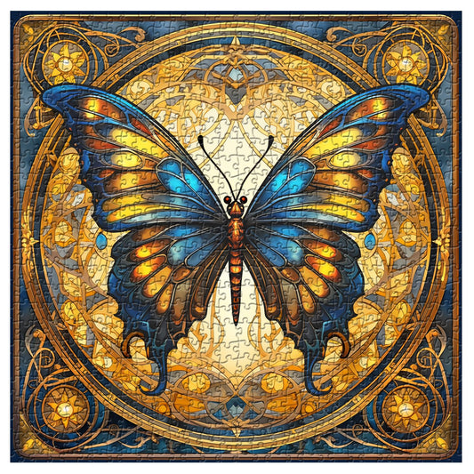 PPuzzling Stained Glass Butterflies with vibrant hues that shimmer for wall decor.