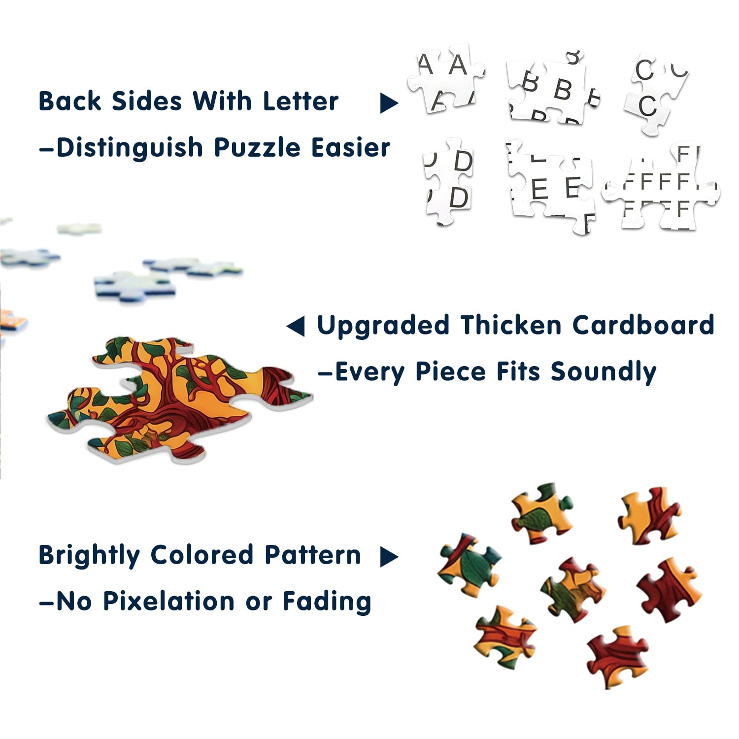 PPuzzling Sturdy three-layer cardboard ensures durable pieces and colorfast printing