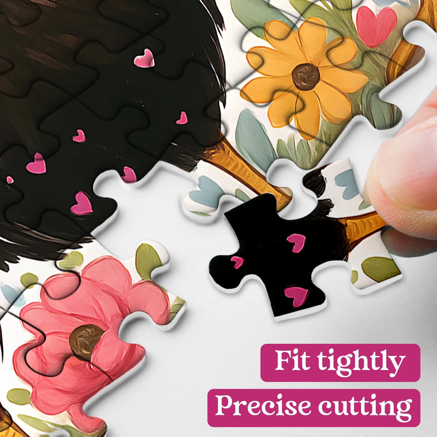 PPuzzling three roosters with heart sunglasses in a floral scene