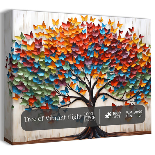PPuzzling tree of life puzzle with butterflies, colorful details ideal for wall art