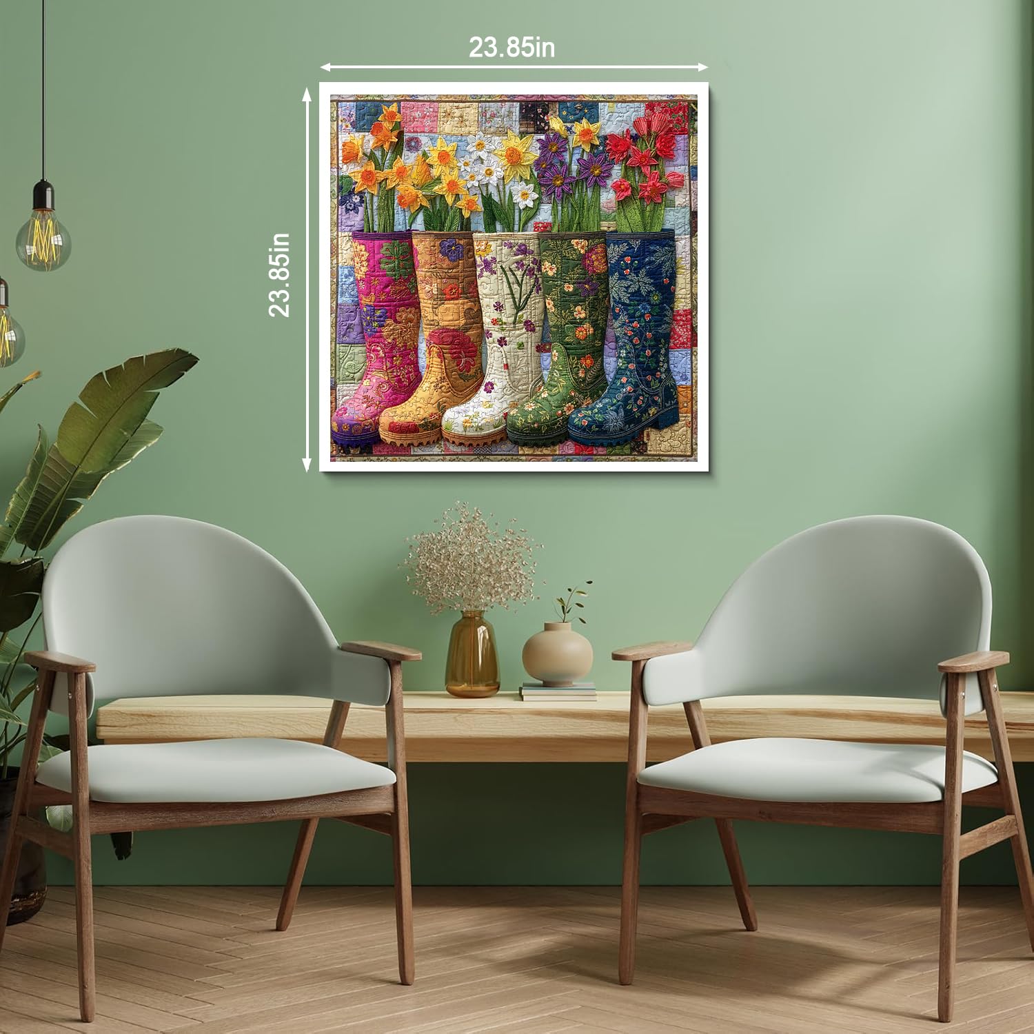 PPuzzling vibrant floral design puzzle highlighting boots and blossoms