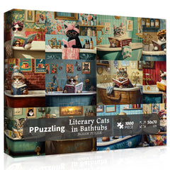 PPuzzling cat puzzle with hats and sunglasses, fun character variety for relaxed evenings.