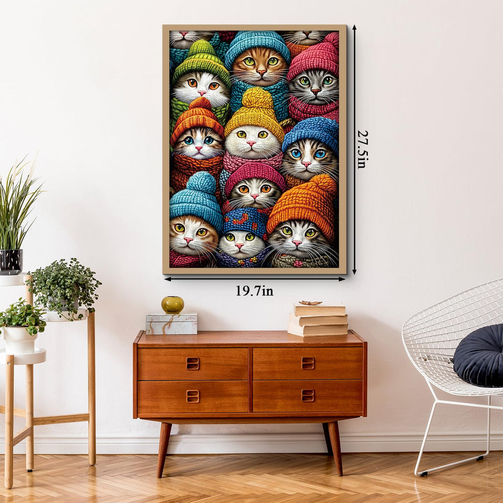 PPuzzling winter cat puzzle warm color scene ideal for cozy decor.