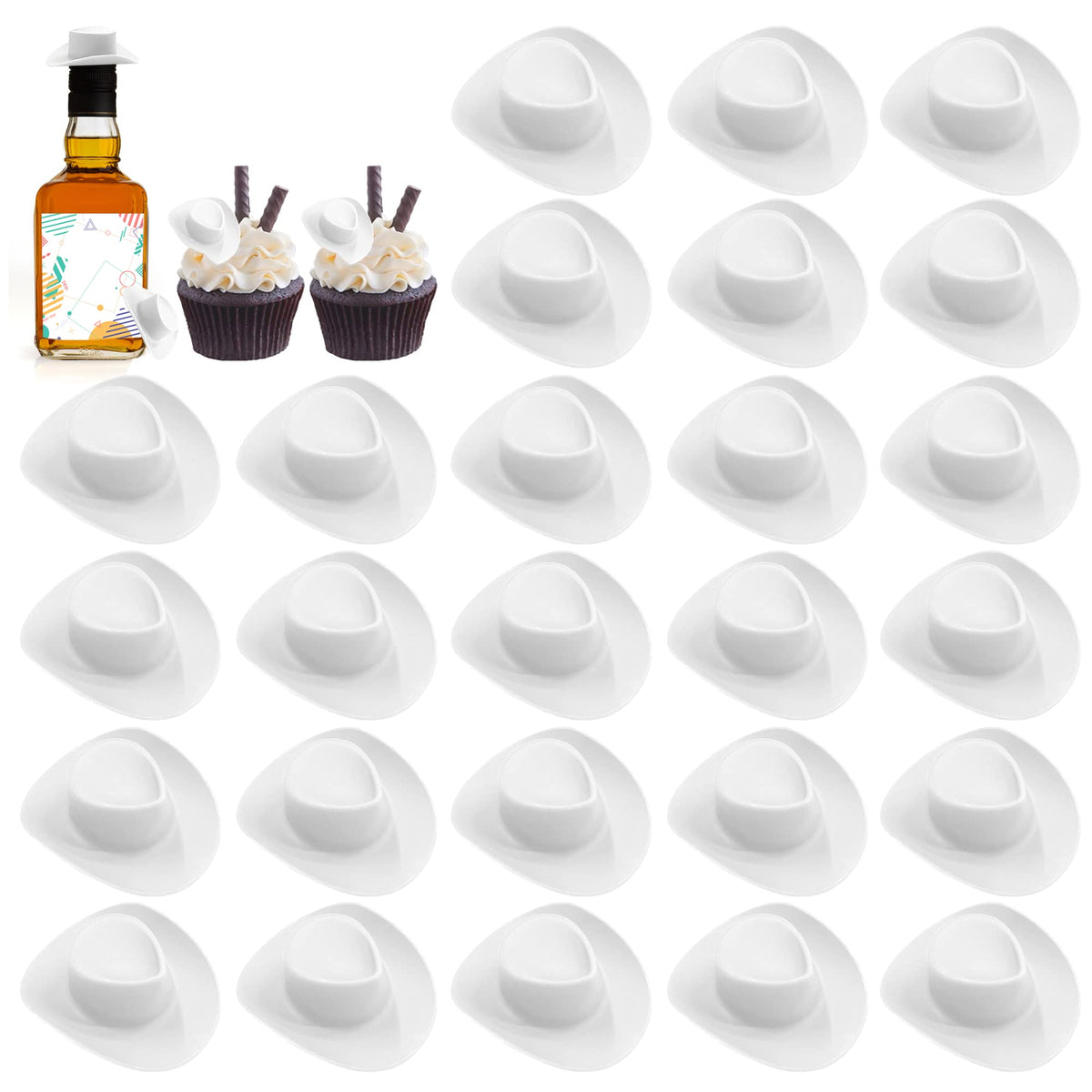 PPXMEEUDC white mini cowboy hat for party decor and dolls.
