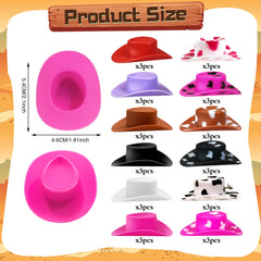 Close-up of PPXMEEUDC plastic mini cowboy hat with bright color detail.