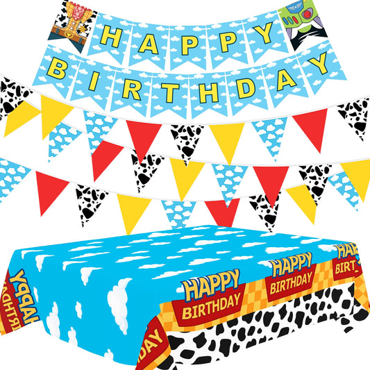 PPXMEEUDC cartoon tablecloth with blue sky clouds for festive table setup