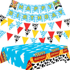 PPXMEEUDC cartoon tablecloth with blue sky clouds for festive table setup