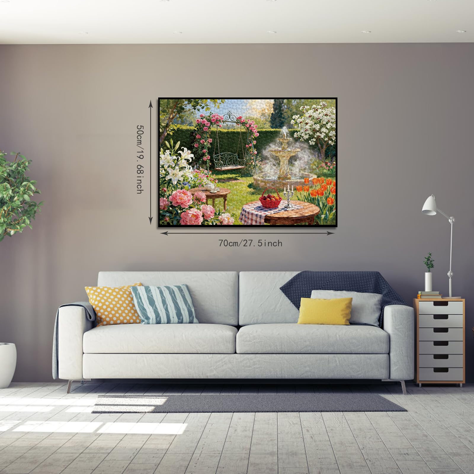 PQIKTUV garden puzzle fountain and blooms for calming afternoons and shared family moments.