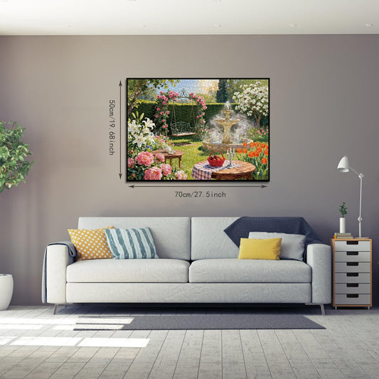 PQIKTUV garden puzzle fountain and blooms for calming afternoons and shared family moments.