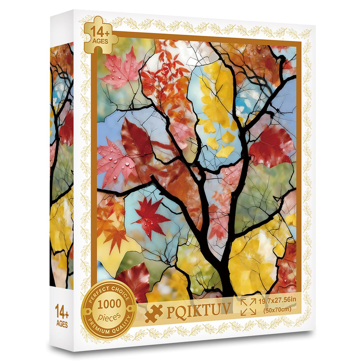 PQIKTUV jigsaw 1000 pieces on table with vibrant colors for focused puzzle time