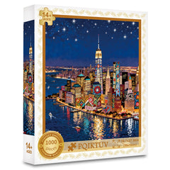 PQIKTUV 1000-piece puzzle back with A-B sections for adjustable difficulty.