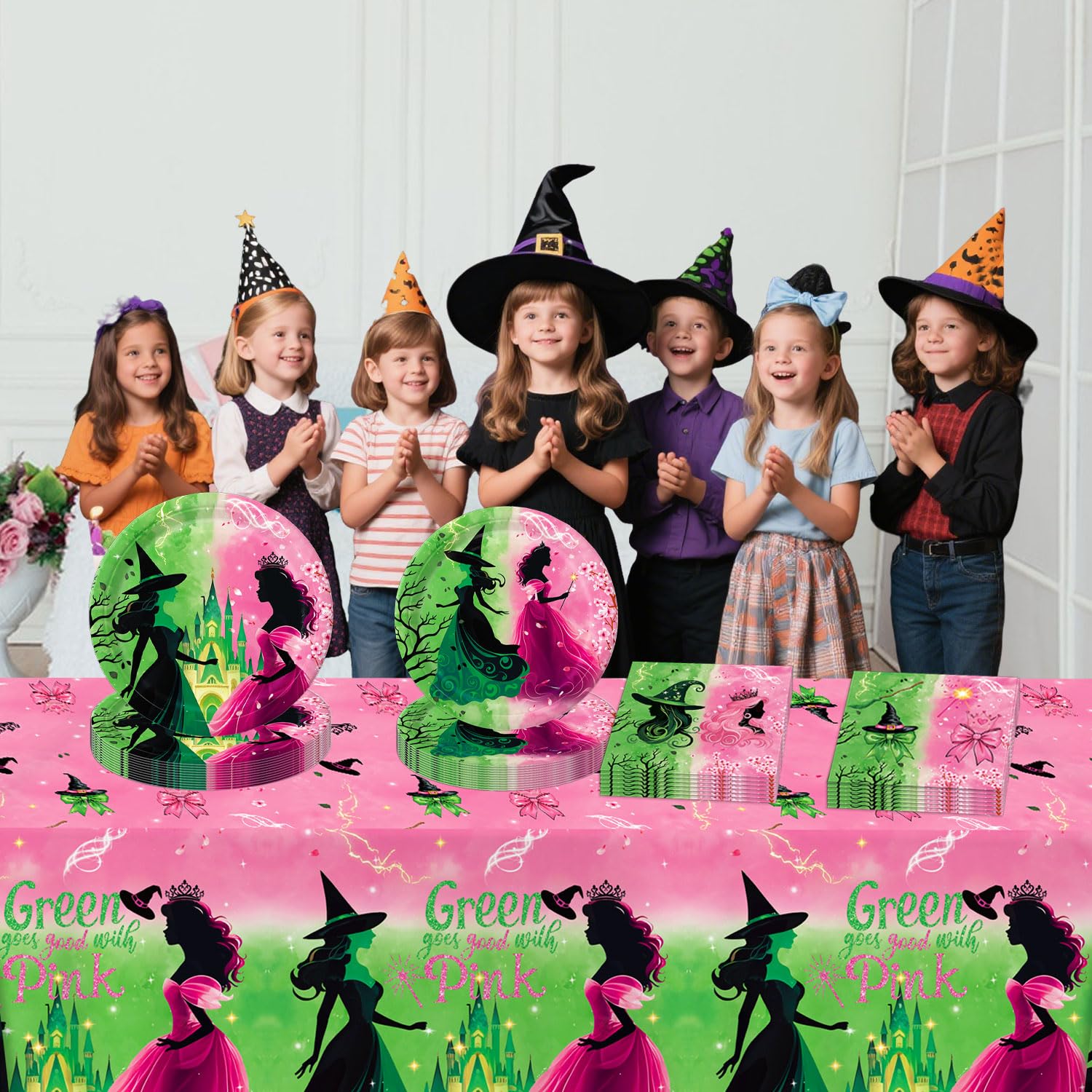 Practice Star waterproof tablecloth protects surfaces during witch-themed gatherings