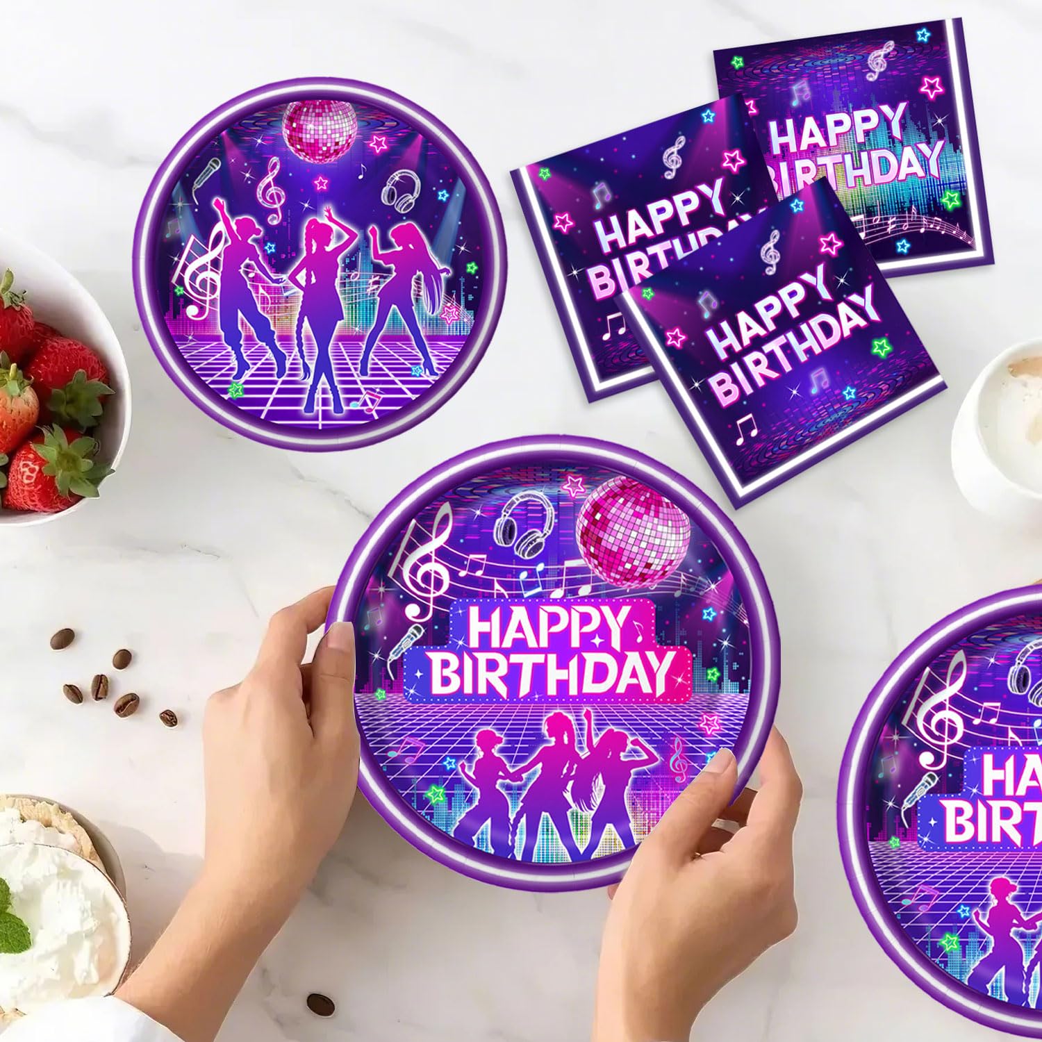 Practice Star 144-piece tableware set creates a ready-to-go pop music party vibe
