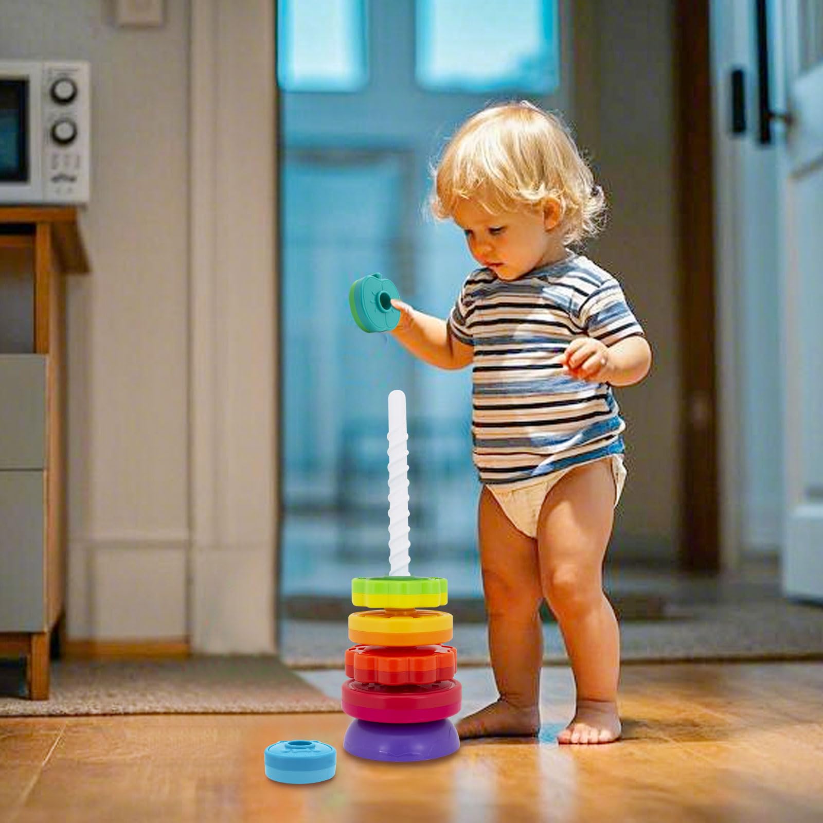 PracticeJQDEN toy enhances fine motor skills and hand-eye coordination through stacking play.