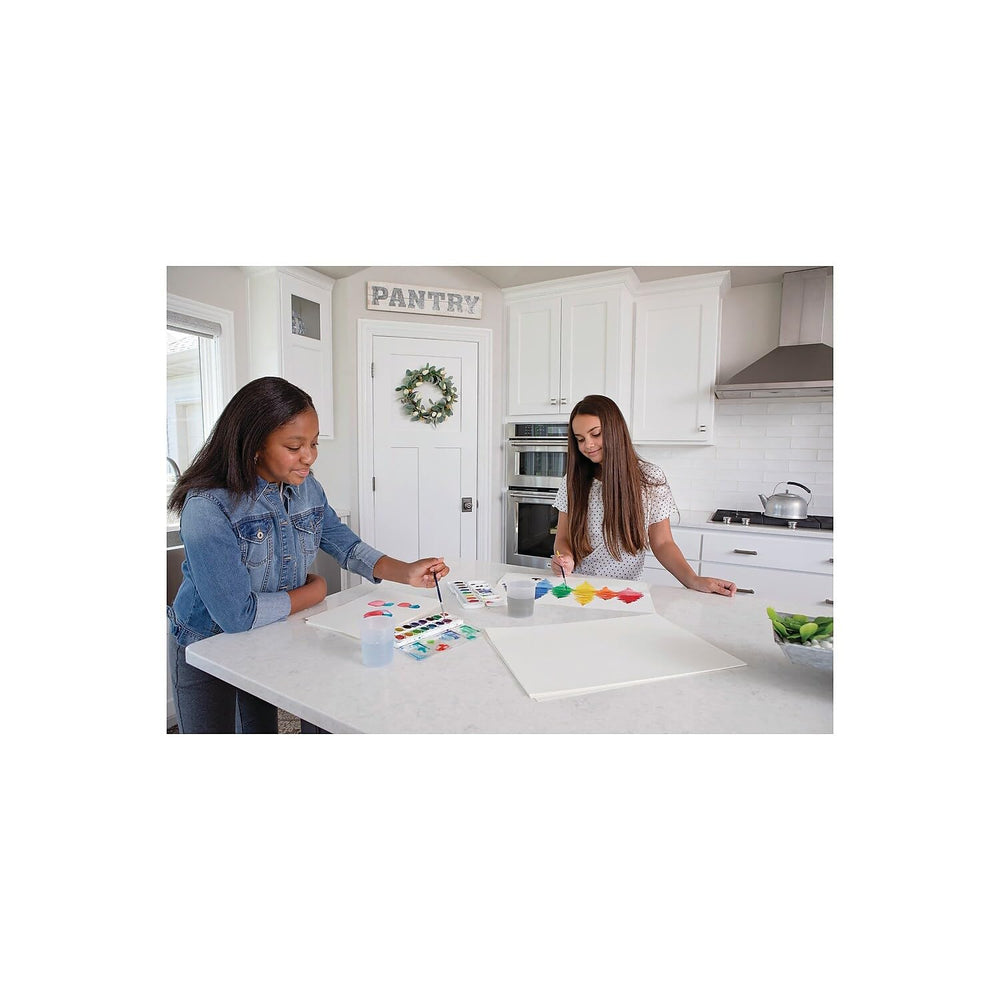 Prang Washable Semi-Moist set with brush; ready for quick art sessions.