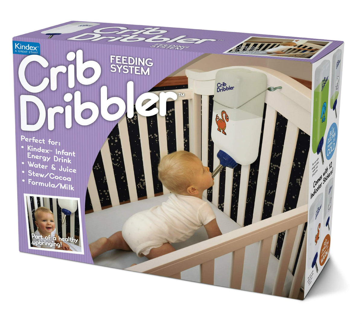 Prank-O Crib Dribbler front view, a playful empty gift box for entertaining white elephant exchanges