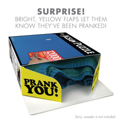 Prank-O box unboxing action captures friends laughing at the prank
