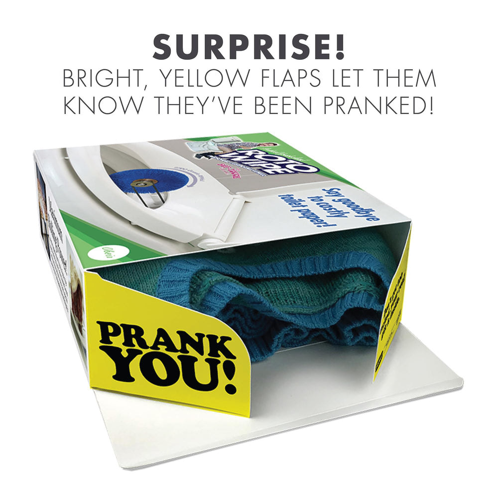 Roto Wipe prank box assembled and ready for gifting.