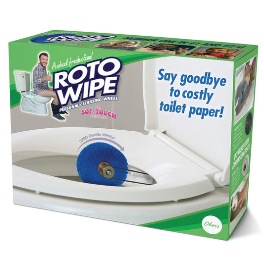 Prank Pack Roto Wipe box front shows the gag setup for white elephant gifting.